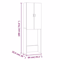 vidaXL Washing Machine Cabinet Sonoma Oak Bathroom Laundry Room Cupboard Shelf - Additional view 4