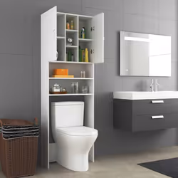 vidaXL Washing Machine Cabinet White Bathroom Laundry Room Cupboard Shelf - Additional view 6