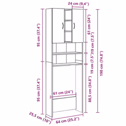 vidaXL Washing Machine Cabinet Sonoma Oak Bathroom Laundry Room Cupboard Shelf - Additional view 3