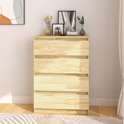 vidaXL Solid Pinewood Side Cabinet Bedroom Sideboard Storage Drawer Cabinet