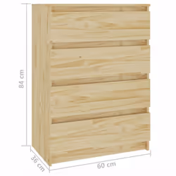 vidaXL Solid Pinewood Side Cabinet Bedroom Sideboard Storage Drawer Cabinet - Additional view 4