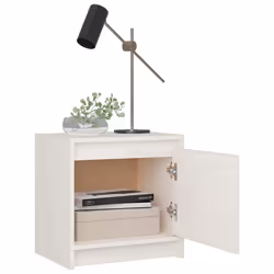 vidaXL 1/2x Solid Pinewood Bedside Cabinet Bedroom Bedside Table Multi Colours - white, 1