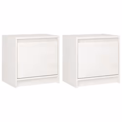 vidaXL 1/2x Solid Pinewood Bedside Cabinet Bedroom Bedside Table Multi Colours - white, 2