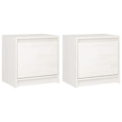 vidaXL 1/2x Solid Pinewood Bedside Cabinet Bedroom Bedside Table Multi Colours - white, 2