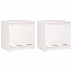 vidaXL 1/2x Solid Pinewood Bedside Cabinet Bedroom Bedside Table Multi Colours - white, 2