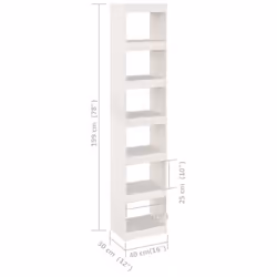 vidaXL Book Cabinet/Room Divider Storage Book Rack Bookshelf Solid Wood Pine - white, 40 x 30 x 199 cm - Additional view 8