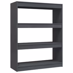vidaXL Book Cabinet/Room Divider Storage Book Rack Bookshelf Solid Wood Pine - grey, 100 x 30 x 103 cm - Additional view 2