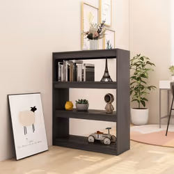 vidaXL Book Cabinet/Room Divider Storage Book Rack Bookshelf Solid Wood Pine - grey, 100 x 30 x 103 cm - Additional view 3