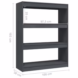 vidaXL Book Cabinet/Room Divider Storage Book Rack Bookshelf Solid Wood Pine - grey, 100 x 30 x 103 cm - Additional view 4