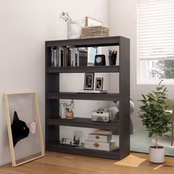vidaXL Book Cabinet/Room Divider Storage Book Rack Bookshelf Solid Wood Pine - grey, 100 x 30 x 135.5 cm - Additional view 3