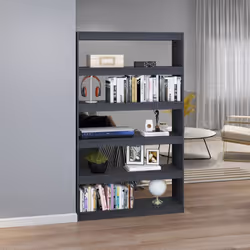 vidaXL Book Cabinet/Room Divider Storage Book Rack Bookshelf Solid Wood Pine - grey, 100 x 30 x 167.5 cm - Additional view 3