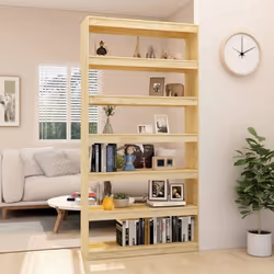 vidaXL Book Cabinet/Room Divider Storage Book Rack Bookshelf Solid Wood Pine - brown, 100 x 30 x 200 cm - Additional view 3