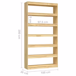 vidaXL Book Cabinet/Room Divider Storage Book Rack Bookshelf Solid Wood Pine - brown, 100 x 30 x 200 cm - Additional view 8