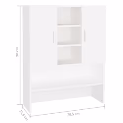vidaXL Washing Machine Cabinet White Indoor Bathroom Cupboard Storage Rack - Additional view 6