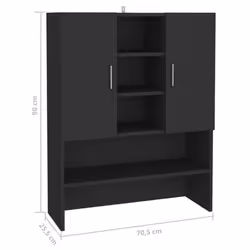 vidaXL Washing Machine Cabinet Black Indoor Bathroom Cupboard Storage Rack - Additional view 4