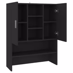 vidaXL Washing Machine Cabinet Black Indoor Bathroom Cupboard Storage Rack - Additional view 5
