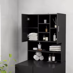 vidaXL Washing Machine Cabinet Black Indoor Bathroom Cupboard Storage Rack - Additional view 6