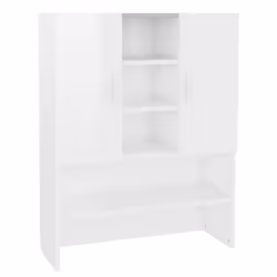 vidaXL Washing Machine Cabinet High Gloss White Home Indoor Bathroom Cupboard - Additional view 2
