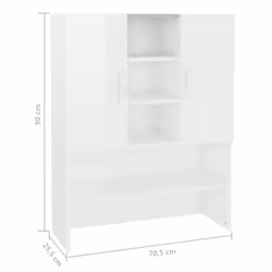 vidaXL Washing Machine Cabinet High Gloss White Home Indoor Bathroom Cupboard - Additional view 3