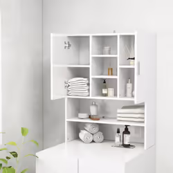 vidaXL Washing Machine Cabinet High Gloss White Home Indoor Bathroom Cupboard - Additional view 4