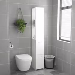 vidaXL Bathroom Cabinet White Engineered Wood Washroom Furniture Cupboard Rack