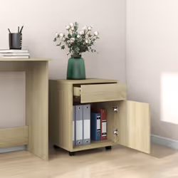 vidaXL Rolling Cabinet Sonoma Oak Engineered Wood Home Drawer Rolling Cabinet