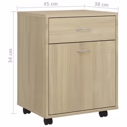 vidaXL Rolling Cabinet Sonoma Oak Engineered Wood Home Drawer Rolling Cabinet - Additional view 4