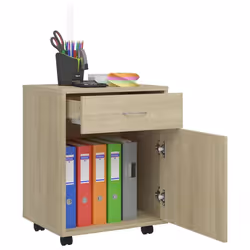 vidaXL Rolling Cabinet Sonoma Oak Engineered Wood Home Drawer Rolling Cabinet - Additional view 6