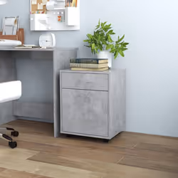 vidaXL Rolling Cabinet Concrete Grey Engineered Wood Drawer Rolling Cabinet