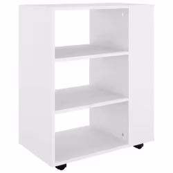vidaXL Rolling Cabinet White Engineered Wood Office Drawer Rolling Cabinet