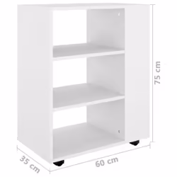 vidaXL Rolling Cabinet White Engineered Wood Office Drawer Rolling Cabinet - Additional view 4