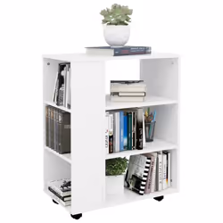 vidaXL Rolling Cabinet White Engineered Wood Office Drawer Rolling Cabinet - Additional view 8
