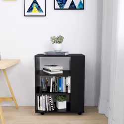 vidaXL Rolling Cabinet Black Engineered Wood Office Drawer Rolling Cabinet