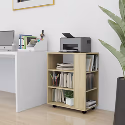 vidaXL Rolling Cabinet Sonoma Oak Engineered Wood Drawer Rolling Home Cabinet