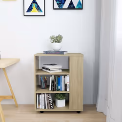 vidaXL Rolling Cabinet Sonoma Oak Engineered Wood Drawer Rolling Home Cabinet
