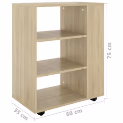 vidaXL Rolling Cabinet Sonoma Oak Engineered Wood Drawer Rolling Home Cabinet - Additional view 4