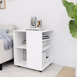vidaXL Rolling Cabinet White Engineered Wood Drawer Rolling Office Cabinet