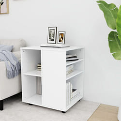 vidaXL Rolling Cabinet White Engineered Wood Drawer Rolling Office Cabinet