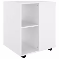 vidaXL Rolling Cabinet White Engineered Wood Drawer Rolling Office Cabinet