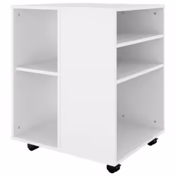 vidaXL Rolling Cabinet White Engineered Wood Drawer Rolling Office Cabinet - Additional view 5