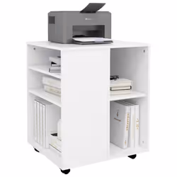 vidaXL Rolling Cabinet White Engineered Wood Drawer Rolling Office Cabinet - Additional view 7