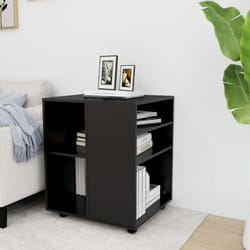 vidaXL Rolling Cabinet Black Engineered Wood Drawer Rolling Office Cabinet