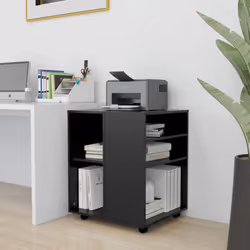 vidaXL Rolling Cabinet Black Engineered Wood Drawer Rolling Office Cabinet