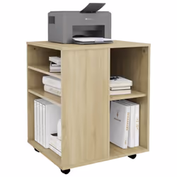 vidaXL Rolling Cabinet Sonoma Oak Engineered Wood Drawer Rolling Home Cabinet - Additional view 7