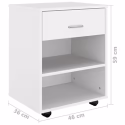 vidaXL Rolling Cabinet White Engineered Wood Drawer Rolling Office Cabinet - Additional view 4