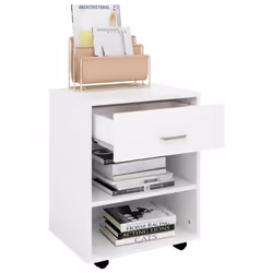 vidaXL Rolling Cabinet White Engineered Wood Drawer Rolling Office Cabinet - Additional view 7
