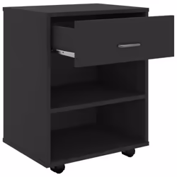 vidaXL Rolling Cabinet Black Engineered Wood Drawer Rolling Office Cabinet - Additional view 6