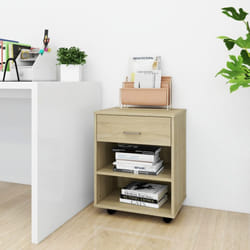 vidaXL Rolling Cabinet Sonoma Oak Engineered Wood Drawer Rolling Home Cabinet