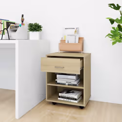 vidaXL Rolling Cabinet Sonoma Oak Engineered Wood Drawer Rolling Home Cabinet