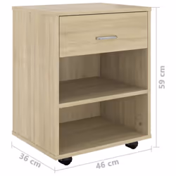 vidaXL Rolling Cabinet Sonoma Oak Engineered Wood Drawer Rolling Home Cabinet - Additional view 4